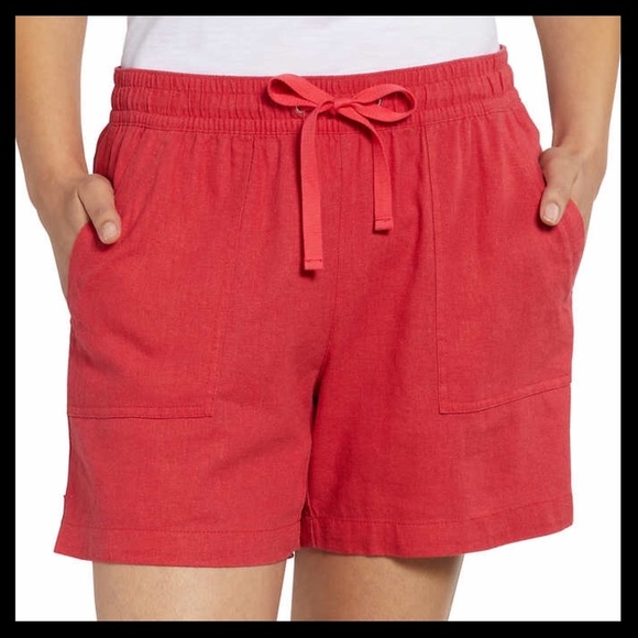 NAUTICAL Linen Blend Pull on Red Shorts - Picture 6 of 7
